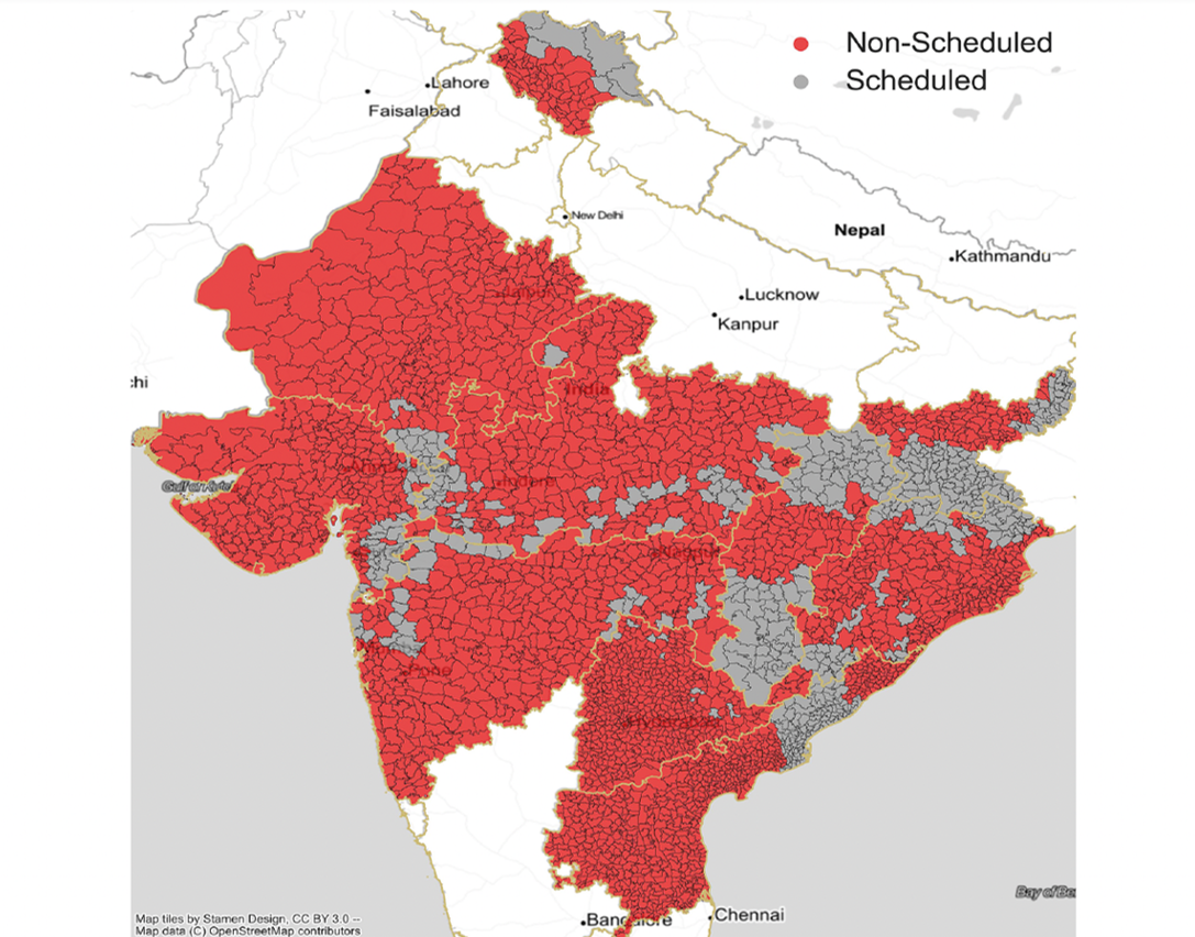 Scheduled Areas in states covered by the fifth schedule of the Indian Constitution