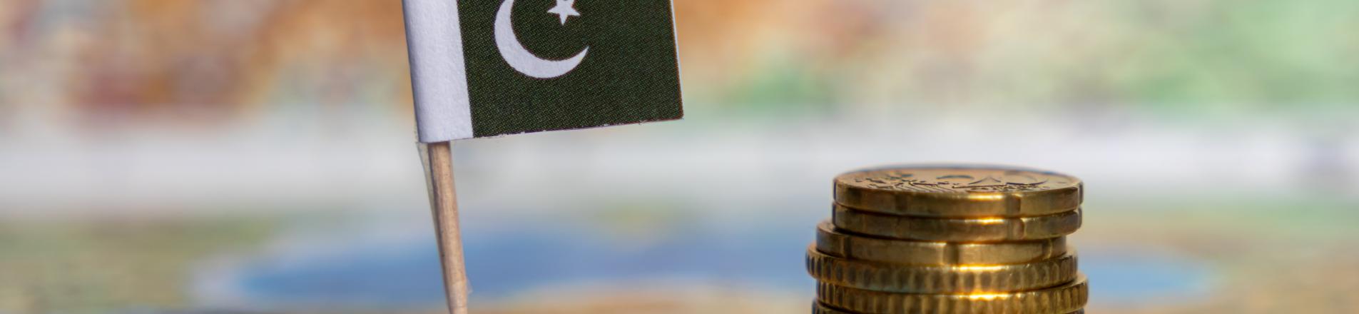 Pakistan flag and coins