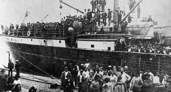 Italian immigrants arriving in Brazil