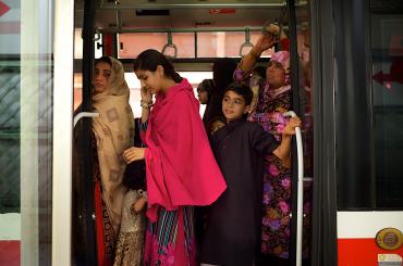 Women on bus in Lahore